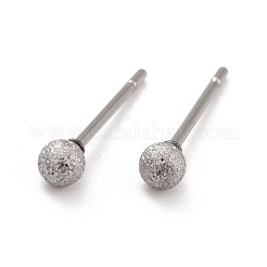 Anlaufgeschützte Ohrstecker aus strukturiertem 201 Edelstahl mit Kugeln&nbsp;STAS-Z039-01F-P