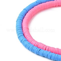 7 Strang 7 Farben flache runde handgemachte Polymer Clay Perlen&nbsp;CLAY-FS0001-28