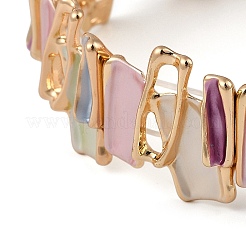 Pulseras elásticas con eslabones de aleación esmaltados de colores&nbsp;BJEW-B100-05G