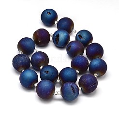 Runde galvani natürliche druzy Druse Quarzkristall Perlen Stränge&nbsp;G-A143B-20mm-02