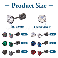 12 Stück Ohrstecker mit Zirkonia-Diamanten in 6 Farben&nbsp;EJEW-TA0001-09