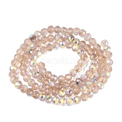 Brins de perles rondelles en verre transparent plaqué couleur AB&nbsp;EGLA-T029-4mm-10D