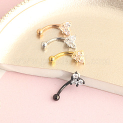 Pendientes de cartílago con barra curva en forma de corazón de circonita cúbica transparente con micropavé de acero inoxidable 304&nbsp;WGF9CBE-04