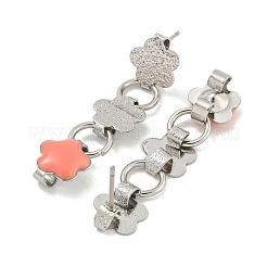 Orecchini a bottone in acciaio inossidabile smaltato 304&nbsp;EJEW-S229-14P-01
