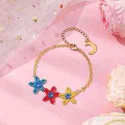 Bracelets à maillons étoiles en perles de rocaille triples en verre&nbsp;BJEW-MZ00069