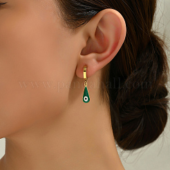 Pendientes de aro vintage minimalistas de acero inoxidable 201 con forma de ojo de diablo y lágrima&nbsp;GP4493