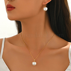 Sets aus Ohrringen und Anhängern aus Edelstahl und Imitationsperlen für Damen&nbsp;GB5667