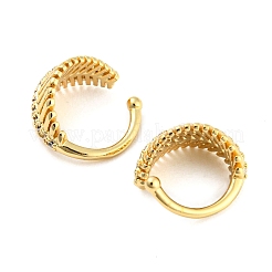 Pendientes con forma de hoja de latón chapado en micropavé de circonita cúbica para mujer&nbsp;EJEW-F326-05G