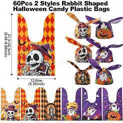 60 Stück 2 Arten Kaninchen geformte Plastiktüten für Halloween-Süßigkeiten&nbsp;ABAG-FS0001-06