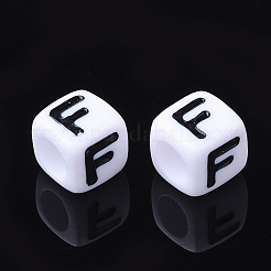 Perles de lettre de trou horizontal acrylique&nbsp;X-PL37C9129-F