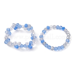 Set di anelli elasticizzati con fiori di perline intrecciati in vetro stile 2 pz 2 per donna&nbsp;RJEW-JR00592