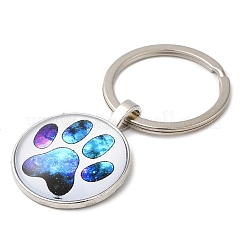 Halbrunder/gewölbter Schlüsselanhänger aus Legierung und Glas&nbsp;KEYC-D020-01P-02