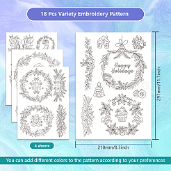 4 feuille de motifs de broderie bâton et point de 11.6x8.2 pouces&nbsp;DIY-WH0455-210