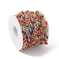 Catena a maglia occhio di cavallo in ottone ecologico fatta a mano&nbsp;CHC-E025-10G