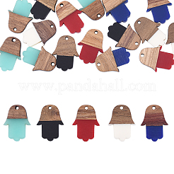 Colgantes de resina y madera de nogal 20pcs 5 colores&nbsp;RESI-CJ0001-197