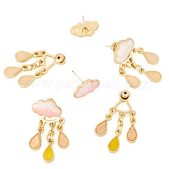 2 par de pendientes colgantes de esmalte de aleación de nube de 2 colores para mujer&nbsp;EJEW-TA0001-49B