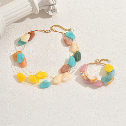 Armband- und Halsketten-Set mit Harznuggets-Perlen im Bohemian-Urlaubsstil für Damen&nbsp;RX2364