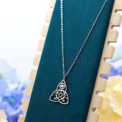 Hip-Hop-Style-Halsketten mit Wikinger-Triquetra-/Dreifaltigkeitsknoten-Anhänger aus Edelstahl 201 für Herren&nbsp;FS-WG06227-01