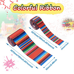 2 rouleau 2 styles de ruban gros-grain en polyester imprimé à rayures&nbsp;OCOR-TA0001-37B