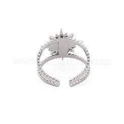 201 Edelstahl offener Manschettenfingerring Emaillefassungen&nbsp;STAS-S119-159A-P