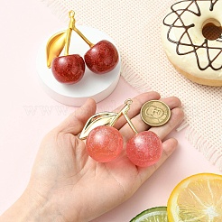 2 pendentif en résine transparente cerise 2 couleurs&nbsp;RESI-CJ0004-59