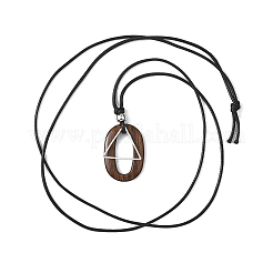 Collares con colgante ovalado acrílico y triángulo de latón&nbsp;NJEW-JN05677