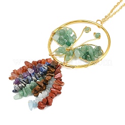 Pendentif papillon en laiton et aventurine verte naturelle&nbsp;HJEW-Z007-04G-05
