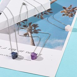 Collier avec pendentif en forme de cœur en pierre précieuse naturelle et chaînes en acier inoxydable 304 pour femme&nbsp;NJEW-JN03852-02