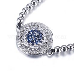 Pulseras con cuentas trenzadas de latón ajustables&nbsp;BJEW-F282-29-RS