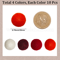 40 Stück Wollfilz-Kugeln in 4 Farben&nbsp;DIY-SC0029-40C