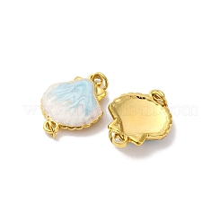 304 Edelstahl hellcyan Emaille Muschelform Verbinder Charms&nbsp;STAS-U061-06G