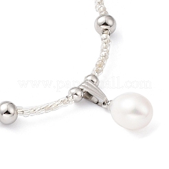 Collana pendente di perle naturali con catene di perline di vetro&nbsp;NJEW-M201-01A
