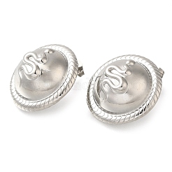 Pendientes planos redondos de acero inoxidable 304 con forma de serpiente&nbsp;EJEW-I312-07P