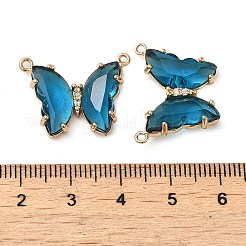Facettierte Glasverbinder-Charms aus Messing mit Pavé-Fassung&nbsp;FIND-Z020-03P