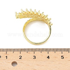 Verstellbare Manschettenringe aus Messing mit Mikropavé und Zirkonia für Damen&nbsp;RJEW-B127-01G