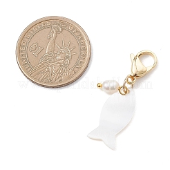 Decorazioni pendenti con perle d'acqua dolce coltivate e finitura a conchiglia&nbsp;HJEW-JM04637