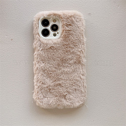 Étui de téléphone portable en peluche chaud pour femmes filles, housses de protection en plastique pour caméra d'hiver pour iphone14 plus, tan, Taille intérieure: 16.08x7.81x0.78cm