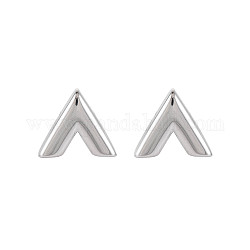 304 Stainless Steel V-shape Stud Earrings, Initial Letter Earrings for Women, Stainless Steel Color, 11x13.5mm, Pin: 0.7mm