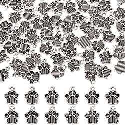 Sunnyclue 100 pièces empreintes de pattes de chien style tibétain alliage pendentif émail supports, argent antique, 15x12x2mm, Trou: 2mm