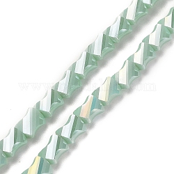 Galvanisierte glasperlen stränge, halb Regenbogen plattiert, facettiertes Twist-Rechteck, mittlerer Aquamarin, 10x8x5 mm, Bohrung: 1.2 mm, ca. 50 Stk. / Strang, 21.26'' (54 cm)