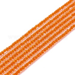 Chapelets de perles en verre transparente  , facette, ronde, orange, 2mm, Trou: 0.6mm, Environ 182~201 pcs/chapelet, 14.57~15.24 pouce (37~38.7 cm)