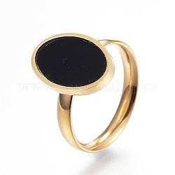304 палец кольца из нержавеющей стали, со смолой, овальные, Размер 6~9, золотые, 16~19 мм