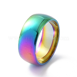 201 anello a fascia semplice in acciaio inossidabile da donna, colore arcobaleno, diametro interno: 17mm