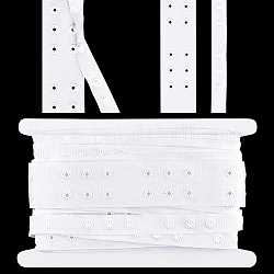Pandahall Elite 6 Yard 2-reihiges Kunststoff-Druckknopfband, Nähverschluss Polyesterband, weiß, 41x0.2 mm, Loch: 2.5 mm & 18x0.2 mm, Stift: 3 mm