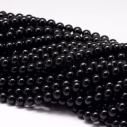 Натуральный черный турмалин бисер нитей, класс А, круглые, 8 мм, отверстие : 1 мм, около 48 шт / нитка, 15.7 дюйм