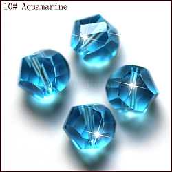 Imitation österreichischen Kristallperlen, Klasse aaa, facettiert, Vieleck, Deep-Sky-blau, 6 mm, Bohrung: 0.7~0.9 mm