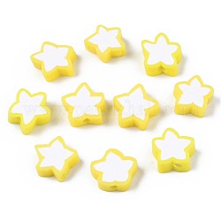 Бусины из полимерной глины , звезда, желтые, 8.5~11x9~11x4 мм, отверстие : 1.6 мм