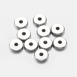 Perles en 304 acier inoxydable, plat rond, couleur inoxydable, 8x2mm, Trou: 2mm