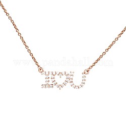 Ich liebe dich Halskette, 925 Zirkonia-Halskette aus Sterlingsilber für Mädchen, Frauen, Valentinstagsgeschenk, Transparent, Roségold