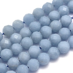 Chapelets de perles en angélite naturelle, perles d'anhydrite, ronde, facette, mat, 5.5mm, Trou: 1mm, Environ 70 pcs/chapelet, 14.9 pouce (38 cm)